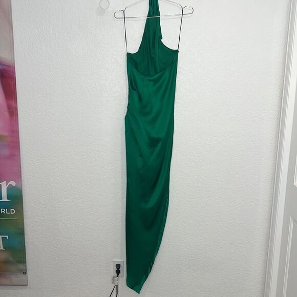 New Amanda Uprichard x Revolve Samba Gown in 100% Silk Small Emerald Dark Green - Picture 7 of 15